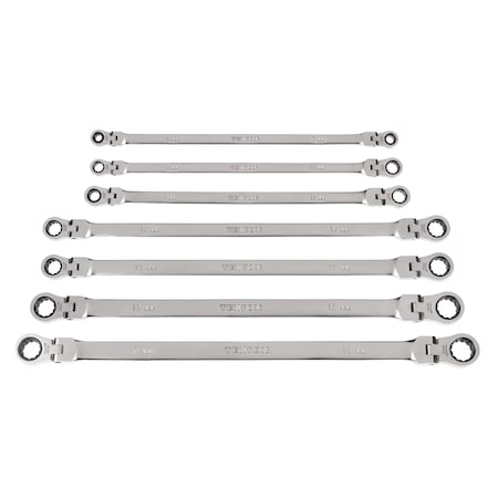 Tekton Long Flex Head 12-Point Ratcheting Box End Wrench Set, 7-Piece (6-19 mm) WRB96001